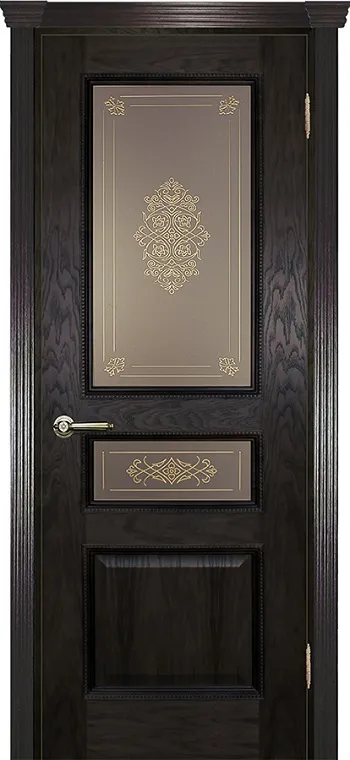 Двери в интерьере - Дверь Текона шпон Фрейм 03 дуб патинированный, витраж №2 бронза