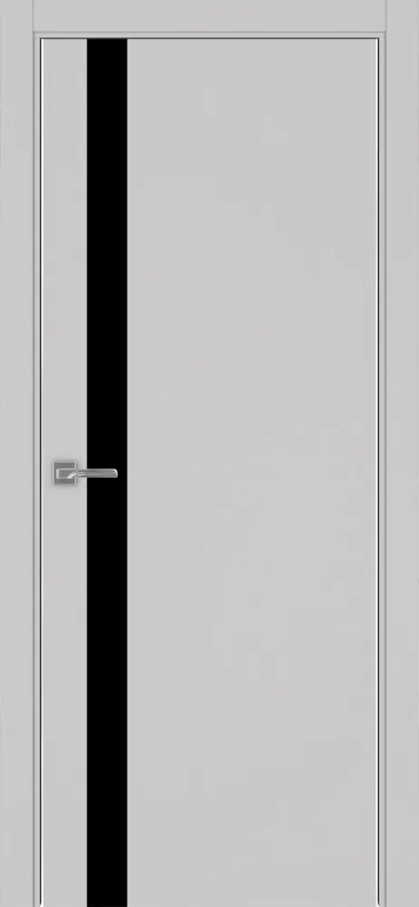 Двери в интерьере - Дверь Эко 211 пепельный, кромка AL хром SC с 2-х сторон, lacobel черный