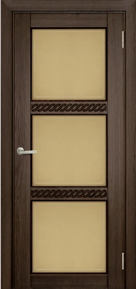 Двери в интерьере - Дверь Берест массив сосны Браво кофе, фреза коса, стекло бронза