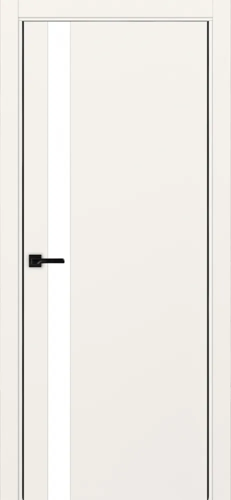 Двери в интерьере - Дверь Эко 211 бежевый, кромка AL черная SB с 2-х сторон, lacobel белый
