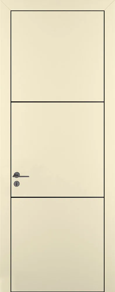 Двери в интерьере - Дверь Z K11 полипропилен крем, ALU кромка черная, молдинг черный, глухая