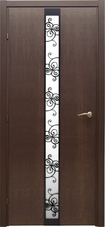Дверь Краснодеревщик 7302 дуб кофе, стекло художественное Винтаж
