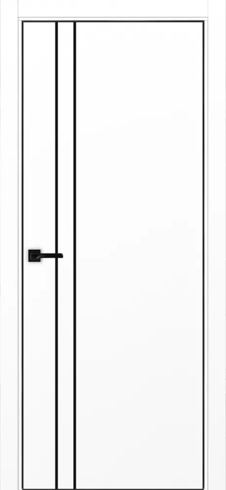 Двери в интерьере - Дверь Эко 205 белый снежный молдинг SB, кромка AL черная SB с 4-х сторон, глухая