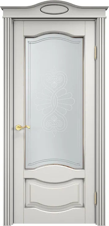Дверь Итальянская Легенда массив ольхи ОЛ33 белый грунт с патиной серебро, стекло 33-1