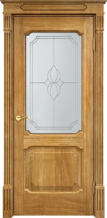 Двери в интерьере - Дверь ПМЦ массив дуба Д7 орех 5%, стекло 7-1
