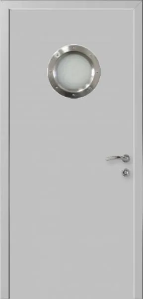 Дверь с иллюминатором влагостойкая композитная Капель моноколор RAL 7035
