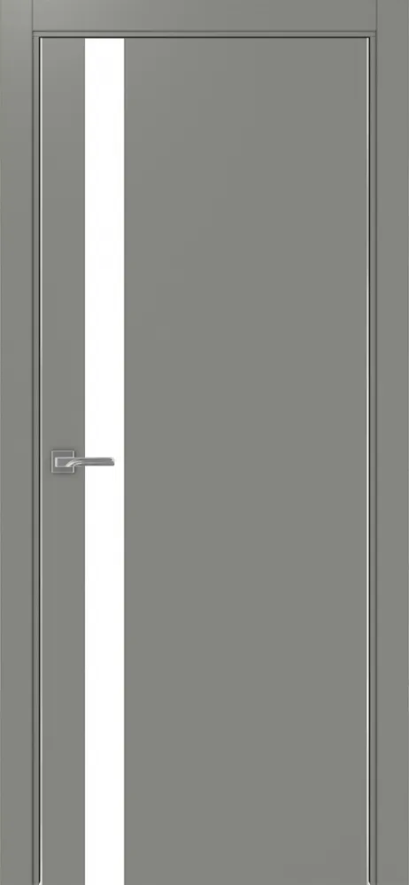 Двери в интерьере - Дверь Эко 211 серый, кромка AL хром SC с 2-х сторон, lacobel белый