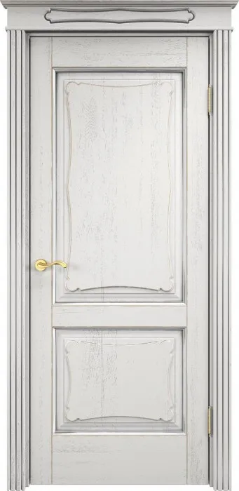 Дверь Итальянская Легенда массив дуба Д6 белый грунт с патиной серебро микрано, глухая