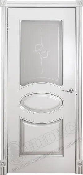 Дверь Оникс Эллипс фрезерованная эмаль белая, сатинат художественный Узор Эллипс