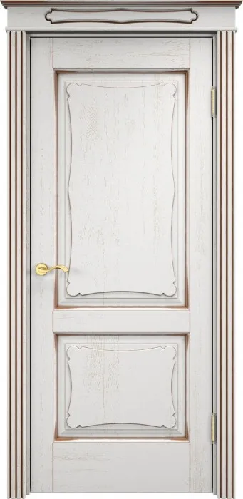 Двери в интерьере - Дверь ПМЦ массив дуба Д6 белый грунт с патиной орех, глухая