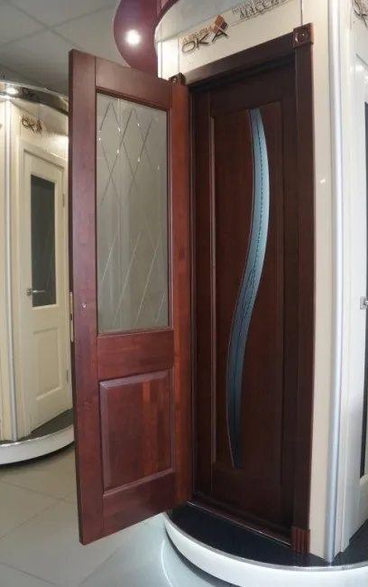 Дверь ОКА массив ольхи Соло венге, стекло графит с фрезеровкой. Фото №2