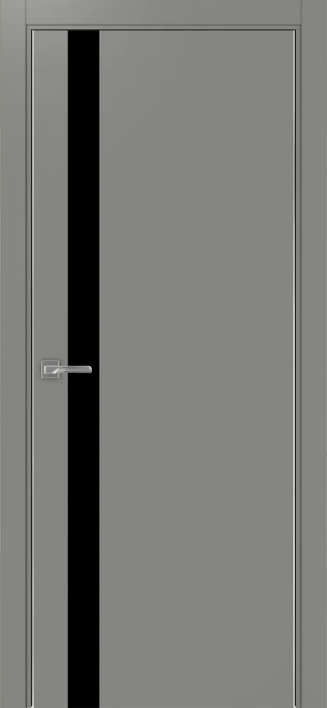 Двери в интерьере - Дверь Эко 211 серый, кромка AL хром SC с 2-х сторон, lacobel черный