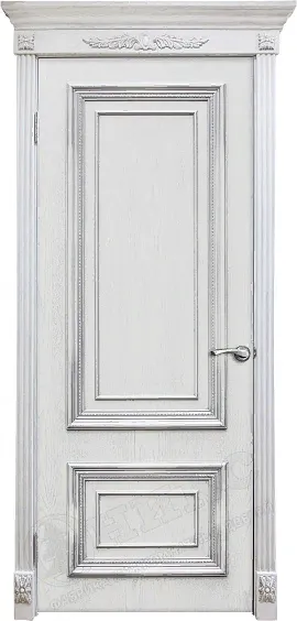 Дверь Оникс Мадрид эмаль белая с серебряной патиной, глухая. Фото №7