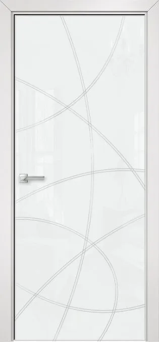 Двери в интерьере - Дверь Оникс Арт, лакобель белый RAL0333 контурный витраж №6