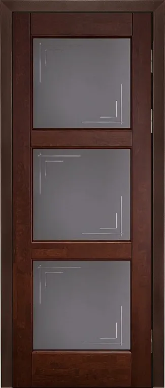 Двери в интерьере - Дверь ОКА массив ольхи Турин махагон, стекло графит с фрезеровкой