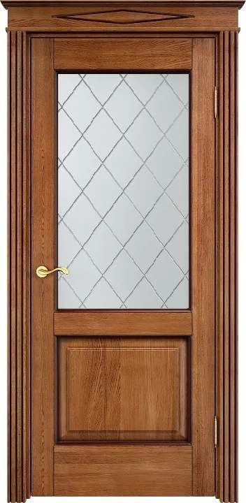 Двери в интерьере - Дверь ПМЦ массив дуба Д13 орех 10% с патиной, стекло 13-10