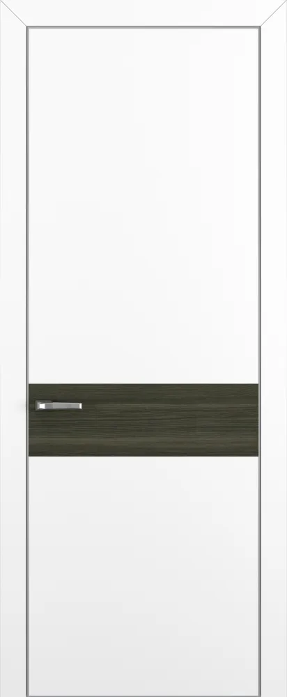 Двери в интерьере - Дверь Z K6 полипропилен белый, ALU кромка хром, вставка toppan дуб тёмный, глухая