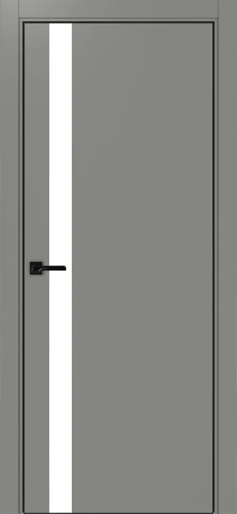 Двери в интерьере - Дверь Эко 211 серый, кромка AL черная SB с 4-х сторон, lacobel белый