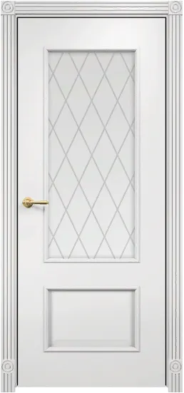 Дверь Оникс Марсель эмаль белая, сатинат печать ромбы