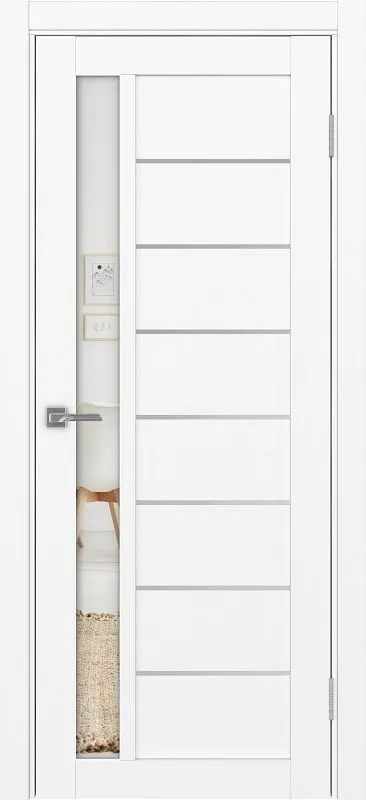 Двери в интерьере - Дверь Эко 554.21 АПП белый снежный молдинг SC, зеркало с 2-х сторон