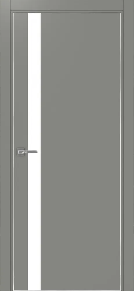 Двери в интерьере - Дверь Эко 211 серый, кромка AL хром SC с 4-х сторон, lacobel белый