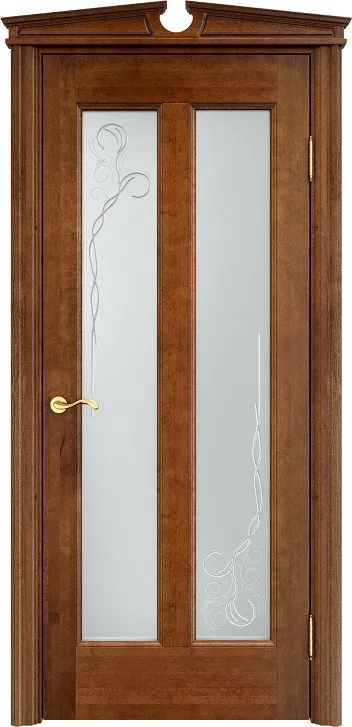 Дверь ПМЦ массив ольхи ОЛ102 коньяк, стекло 102-2