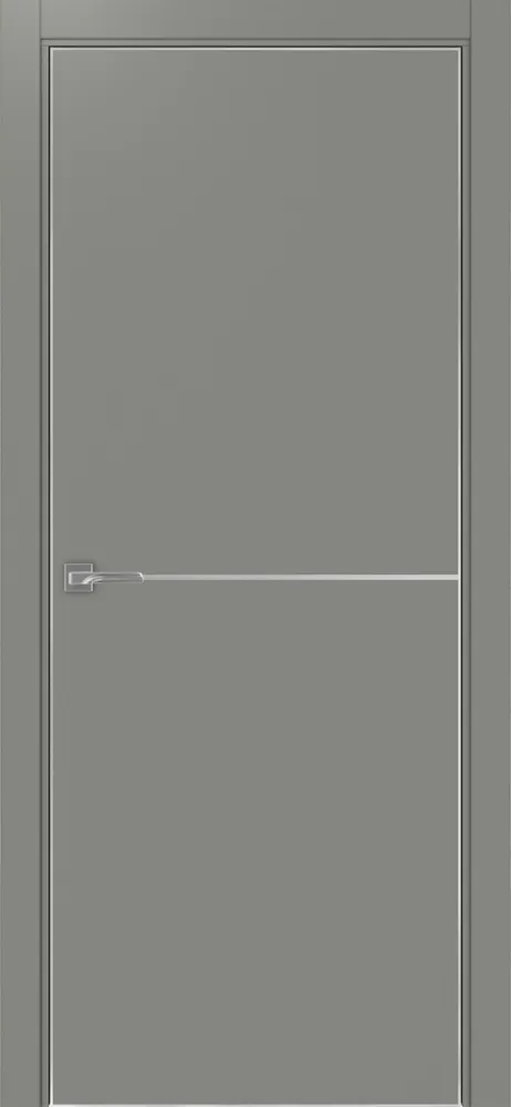 Двери в интерьере - Дверь Эко 202 серый молдинг SC, кромка AL хром SC с 4-х сторон, глухая