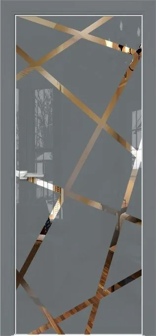 Двери в интерьере - Дверь Оникс Арт, лакобель серый RAL 7040, зеркало №5