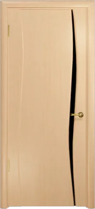 Двери в интерьере - Дверь Арт Деко Вэла-1 беленый дуб, черный триплекс