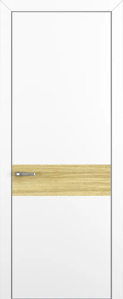 Двери в интерьере - Дверь Z K6 полипропилен белый, ALU кромка хром, вставка toppan дуб натуральный, глухая