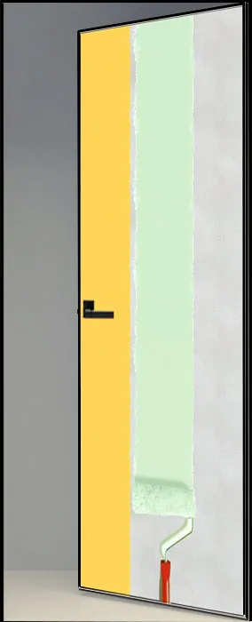 Двери в интерьере - Дверь скрытая с отделкой эмаль по RAL ИУ2, 2,2 м, кромка AL black, revers, 59 мм