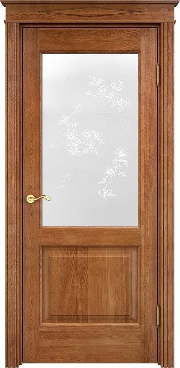 Двери в интерьере - Дверь ПМЦ массив дуба Д13 орех 10%, стекло 13-4