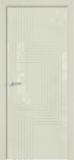 Двери в интерьере - Дверь Оникс Арт, лакобель слоновая кость RAL 1013, витраж контурный №2