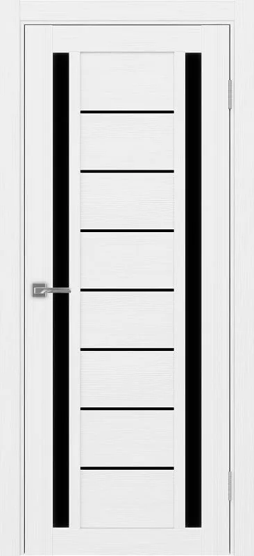 Двери в интерьере - Дверь Эко 558.212 белый лед, lacobel черный