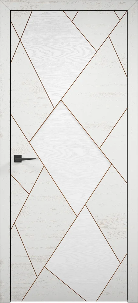 Двери в интерьере - Дверь ПМЦ Design массив дуба Romb белый грунт патина орех, глухая