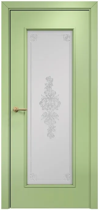 Двери в интерьере - Дверь Оникс Турин эмаль фисташковая, сатинат контурный витраж №3
