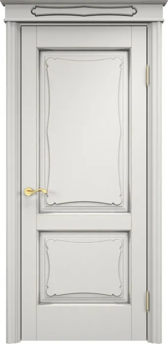 Дверь Итальянская Легенда массив ольхи ОЛ6.2 белый грунт с патиной серебро, глухая. Фото №2