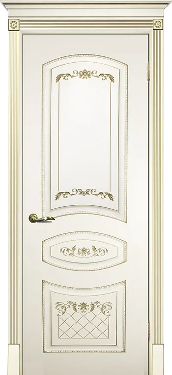 Двери в интерьере - Дверь Текона эмаль Smalta 05 слоновая кость RAL 1013 патина золото, глухая