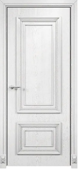 Двери в интерьере - Дверь Оникс Мадрид эмаль белая с серебряной патиной, глухая