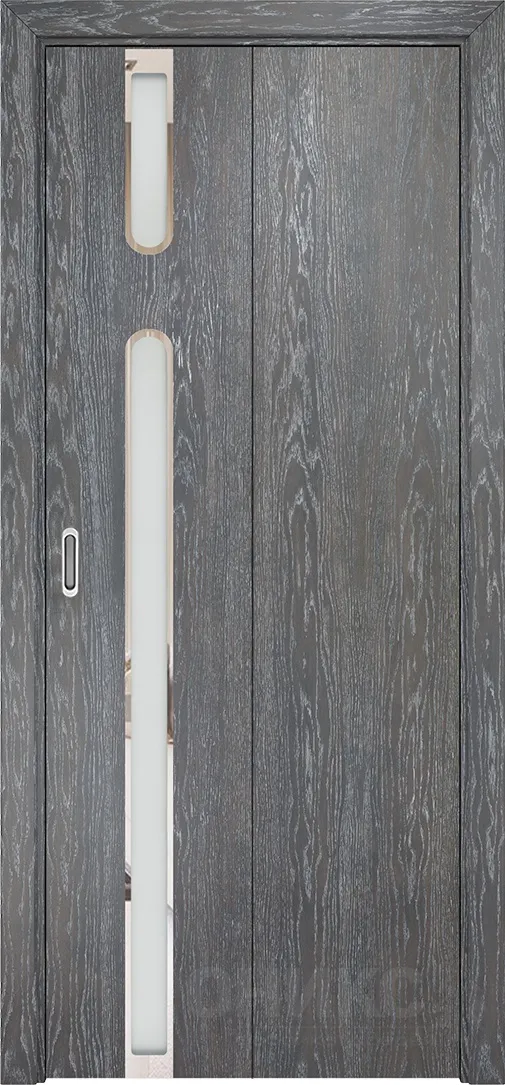 Двери в интерьере - Дверь-книжка Оникс Рондо дуб седой, сатинат белый