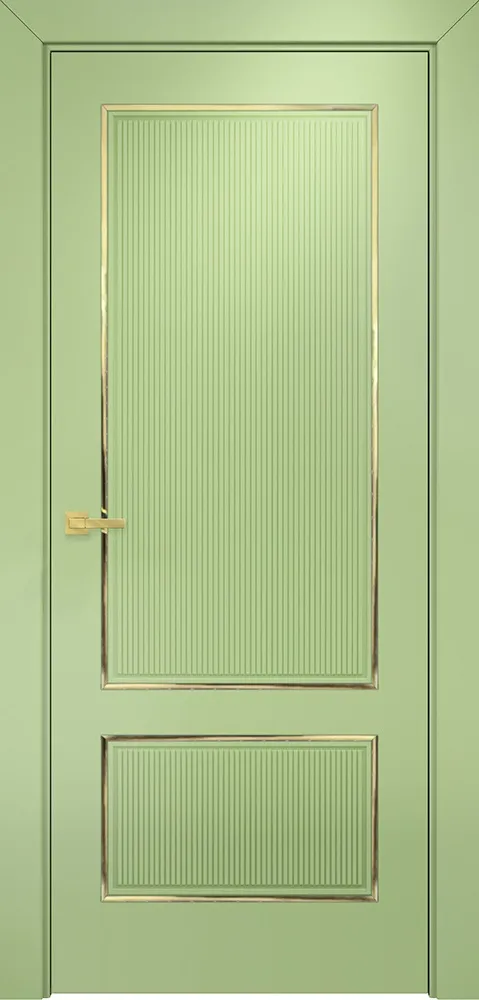 Двери в интерьере - Дверь Оникс Сиэтл 2 эмаль фисташковая молдинг золото, глухая