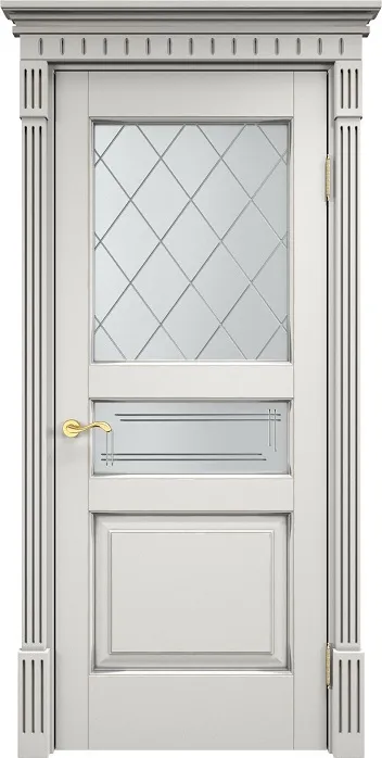 Двери в интерьере - Дверь Итальянская Легенда массив ольхи ОЛ5 белый грунт с патиной серебро, стекло 5-2