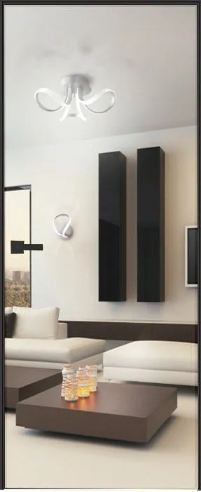 Двери в интерьере - Дверь скрытая зеркало/под покраску ИУ-42, AL black с 4-х сторон, 2,1 м