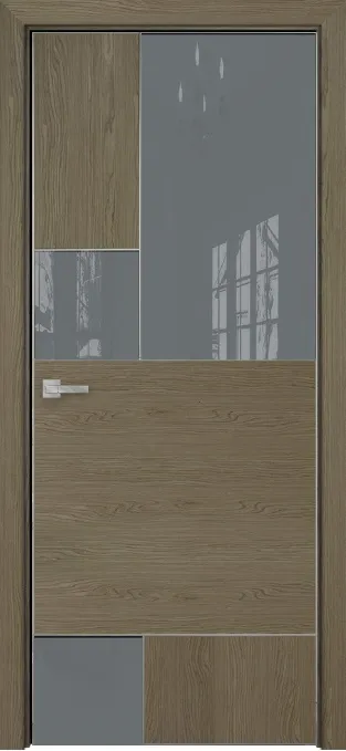 Двери в интерьере - Дверь Оникс Нью Йорк дуб кофейный, глухая с вставкой лакобель RAL 7040