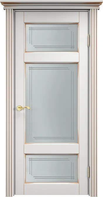 Дверь Итальянская Легенда массив ольхи ОЛ55 белый грунт с патиной золото, стекло 55-4