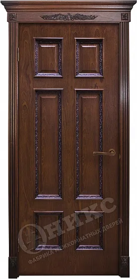 Дверь Оникс Гранд со штапиком Флора красное дерево с черной патиной, глухая
