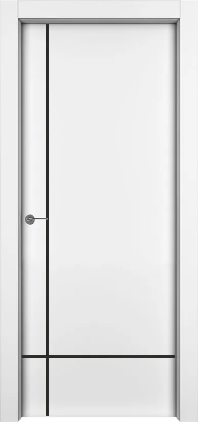 Двери в интерьере - Дверь 1001-М3 эмаль белая, молдинг черный, глухая