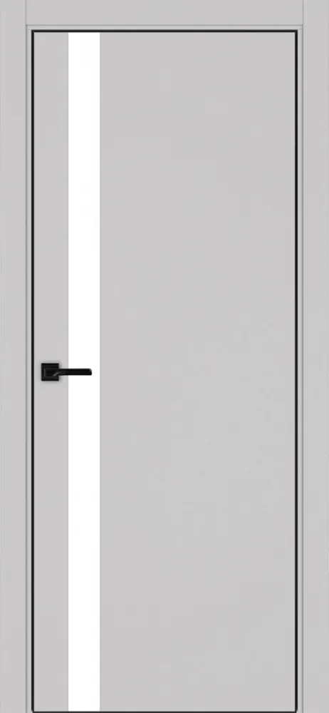 Двери в интерьере - Дверь Эко 211 пепельный, кромка AL черная SB с 4-х сторон, lacobel белый