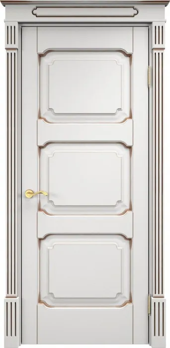 Дверь ПМЦ массив ольхи ОЛ7.3 белый грунт с патиной орех, глухая. Фото №2