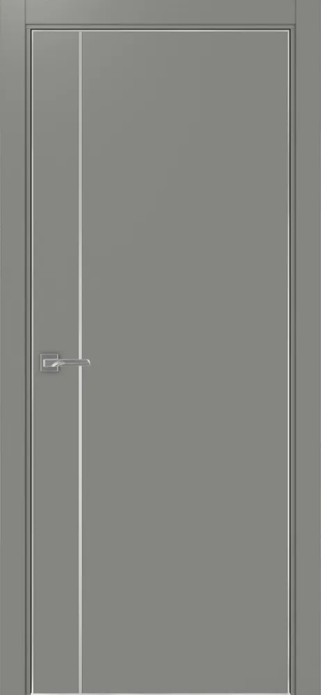 Двери в интерьере - Дверь Эко 204 серый молдинг SC, кромка AL хром SC с 4-х сторон, глухая